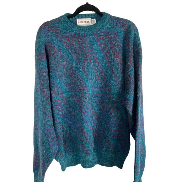 Vintage McGregor Classic Knit‎ Sweater Men’s Sz Lg Geometric Cosby Dad Sweater - Picture 1 of 5